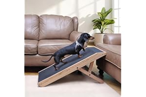 DoggoRamps Dog Ramp for Couch - Furniture Quality Solid Maple - with Anti-Slip Grip & Landing Platform - Adjustable Dog Ramp 14" to 21" - Couch Ramp for Dogs up to 150lbs - Made in North America