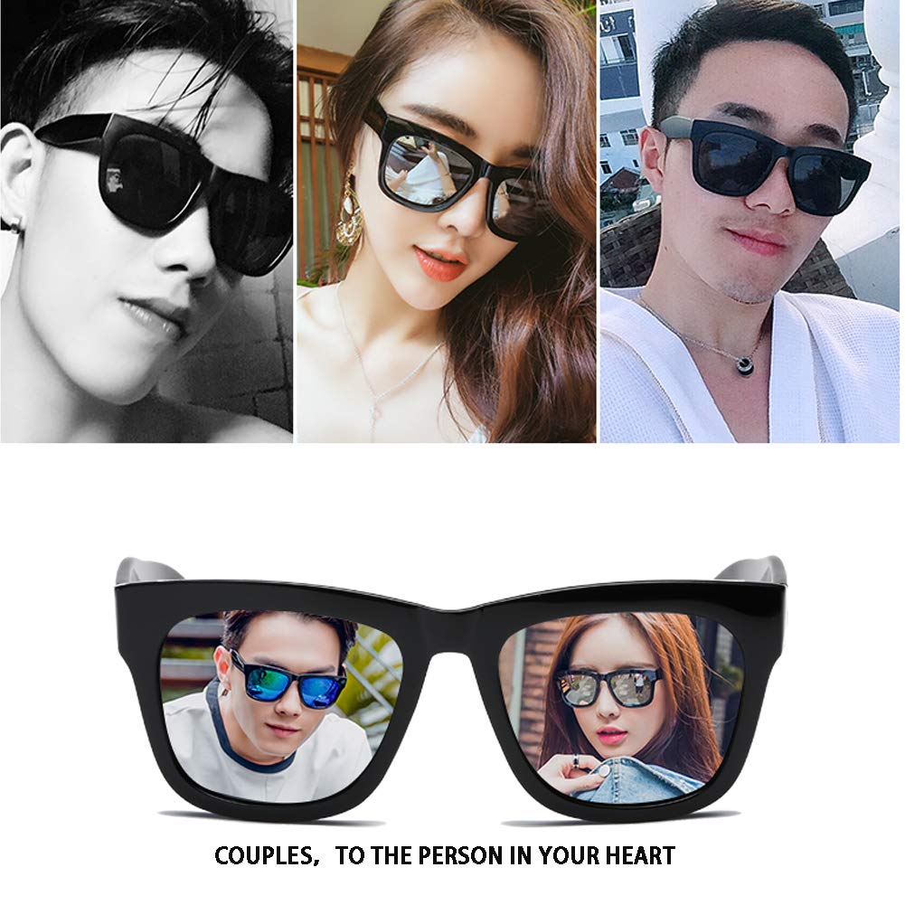 Women\'s Oversized Cat\'s Eye Black Sunglasses Men\'s Classic Rectangular Gradient Lens Anti-radiation UV400 (Matte black, 53)