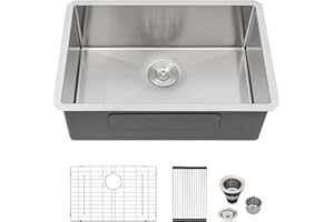Logmey 30 Inch Undermount Kitchen Sink - 30x18 In Handmade Stainless Steel Kitchen Sink 304 16 Gauge Single Bowl 30x18x9 Inches Sinks
