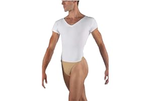 WEAR MOI IVAN MEN SHORT SLEEVE V-NECK LEOTARD Black X-Large