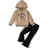 Jecson Toddler Girl Winter Clothes: Soft Warm Stretchy Outfits Sets Graphic Hoodies & Flare Pants Cute Home Outdoor 2-8Y