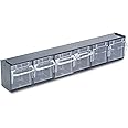 Deflecto 20604OPU Six-bin horizontal tilt bin storage system, 23-5/8w x 3-5/8d x 4-1/2h, black
