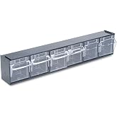 Deflecto 20604OP Tilt Bin Plastic Storage System w/6 Bins, 23 5/8 x 3 5/8 x 4 1/2, Black