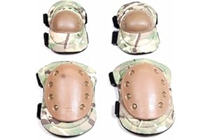 Bargain Crusader Military Tactical Knee Pad Elbow Pad Set Airsoft Knee Elbow Protective Pads Combat Paintball Skate Outdoor Sports Safety Guard Gear (Desert Camouflage)