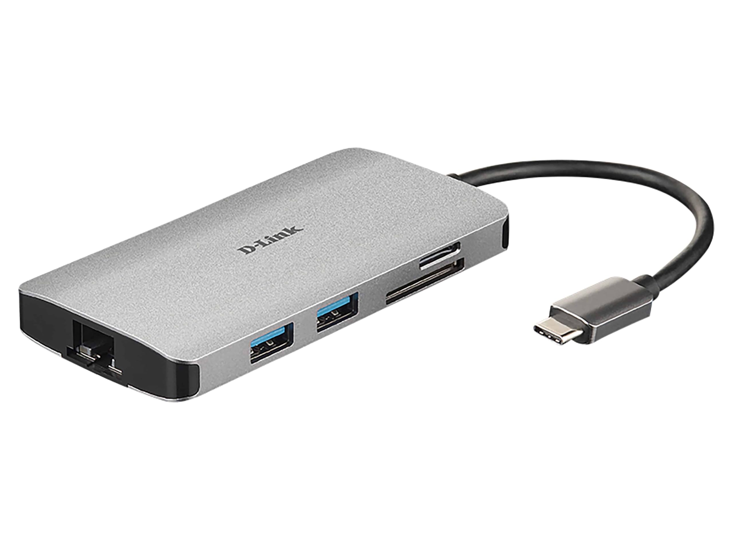 D-Link DUB-M810 8-In-1 USB-C Hub with Power Delivery, HDMI 1.4, Gigabit Ethernet RJ-45, 3 USB 3.0 Ports, SD/MicroSD Reader for MacBook Pro 2016 or later, MacBook Air 2018, Chromebook, Surface Pro 7