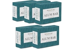 MINATURE Mi Nature Pure Alum Bar Pack of 5(100g*5) |Natural Phitkari Block |Potassium Alum Stone |Shaving Bar |Skin Astringent |Water Clarifier |Odor Control