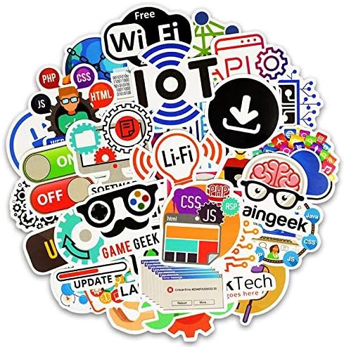 50 PCS Internet Programming Stickers Software HTML Logo Funny Cool Stickers for Geeks Hackers Developers to DIY Laptop Phone Car