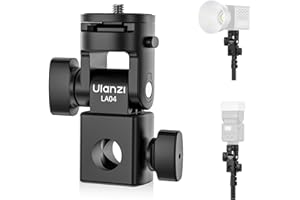 ULANZI LA04 Light Stand Mount Adapter with 1/4” Screw, Quick Release Mounting Plate for Camera Monitor Ring Light, Fits Flat Head Light Stand/Boom arm/C Stand, 180° Tilt Max. Load 6.6lb/3kg