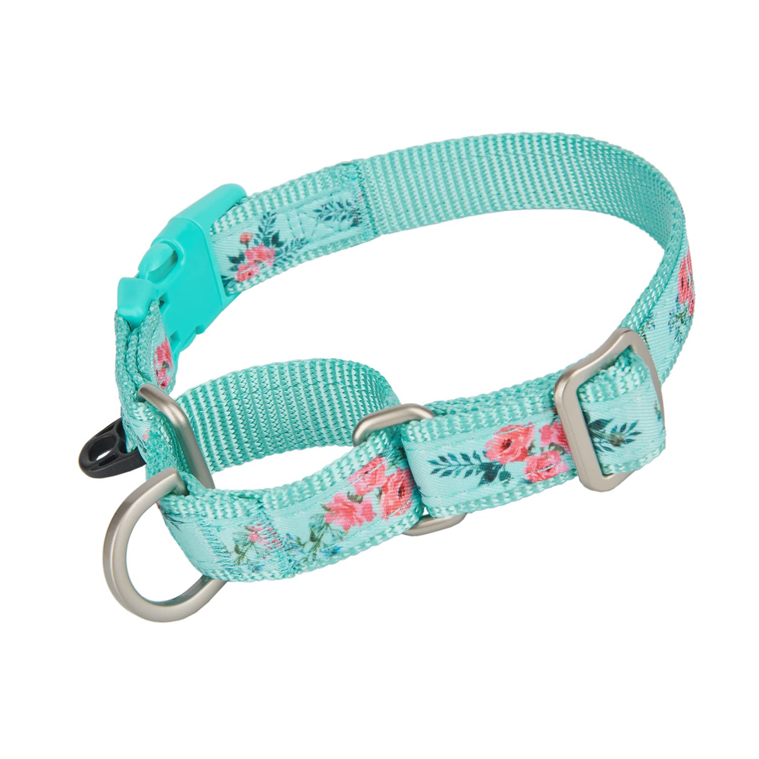 Petiry Martingale Dog Collar with Quick Release Buckle Floral Nylon Dog Training Collars,Tightens When Pulled,for Large Dogs 47-68cm(Greenfloral,XL)