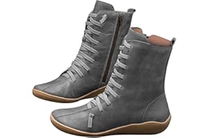 Dbzhuyn Ankle Boots for Women Low Heel Arch Support,Womens Fashion Ankle Boots Lace Up Zipper Boots & Booties Black Flat Heel Casual Dress Boots Slip On Short Booties Ladies Vintage Leather Boots