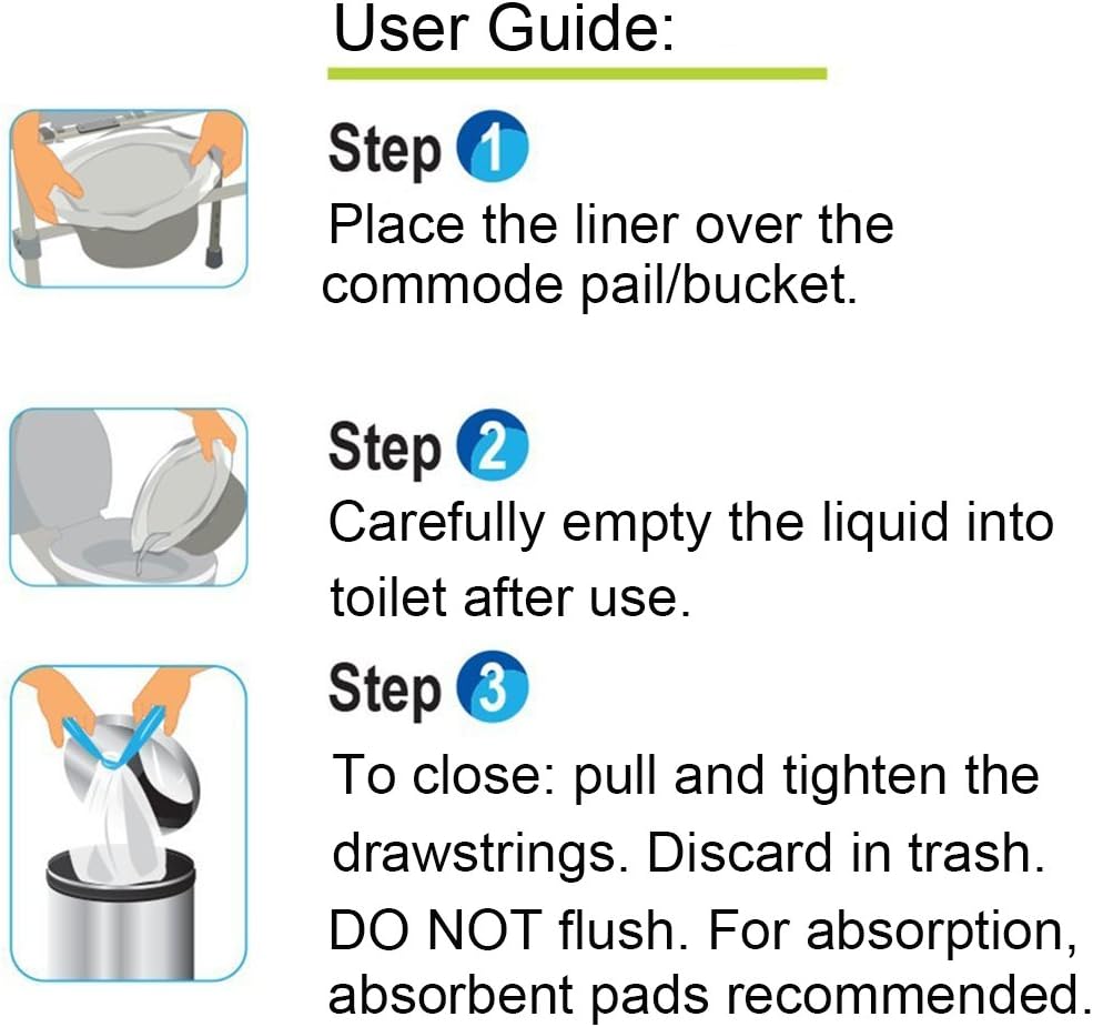 Commode Liners, Bearals Commode Bags Bedside Commode Liners Disposable for Adult Commode (Pack of 60): Health & Personal Care