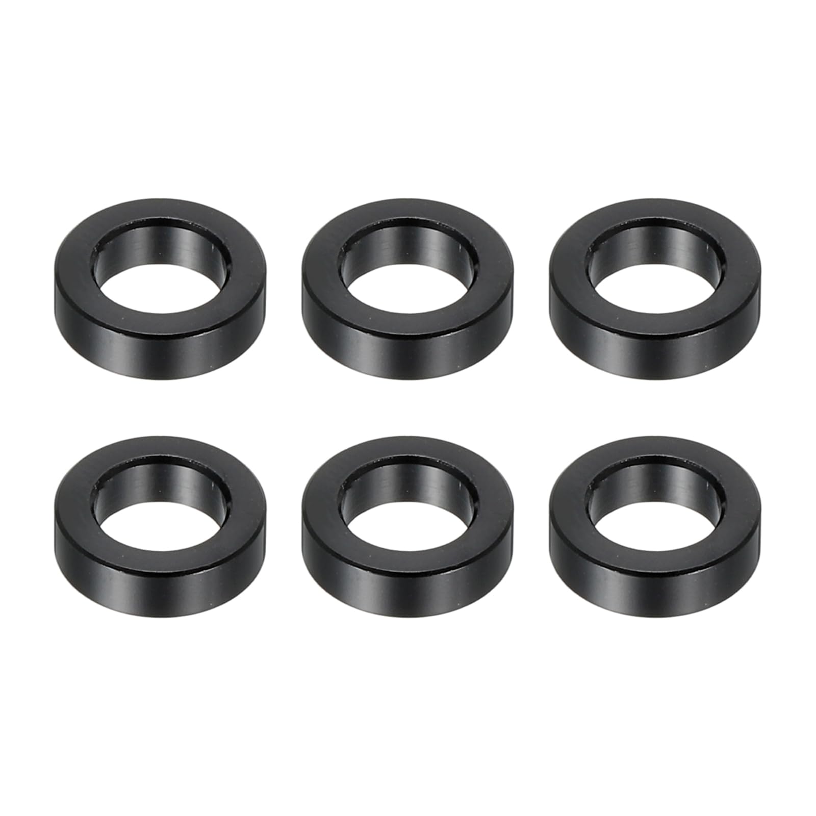 PATIKIL M6 Aluminum Spacers, 6 Pcs Metal Spacers Aluminum 6.2mm ID x 10mm OD x 3mm L Aluminum Spacer Screw Standoff Round for 1/4" or M6 Screw Bolts,Black