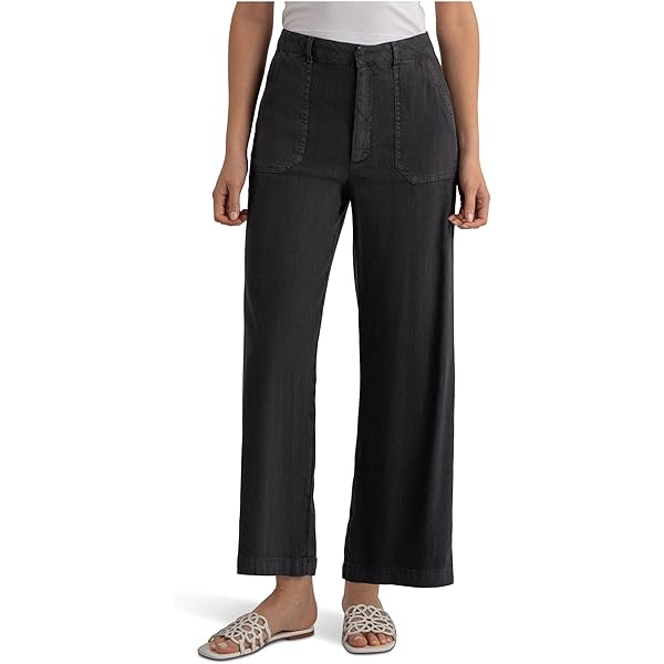 KUT from the Kloth Topaz-Wide Leg Pant W/Porkchop Pockets Black 12