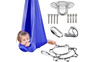 LWOLTSA Therapy Sensory Swing for Kids and Adult (Hardware Included) Adjustable Cuddle Bedroom Hammock Has Calming Effect On Child with Special Needs(Blue Size:59"x110")