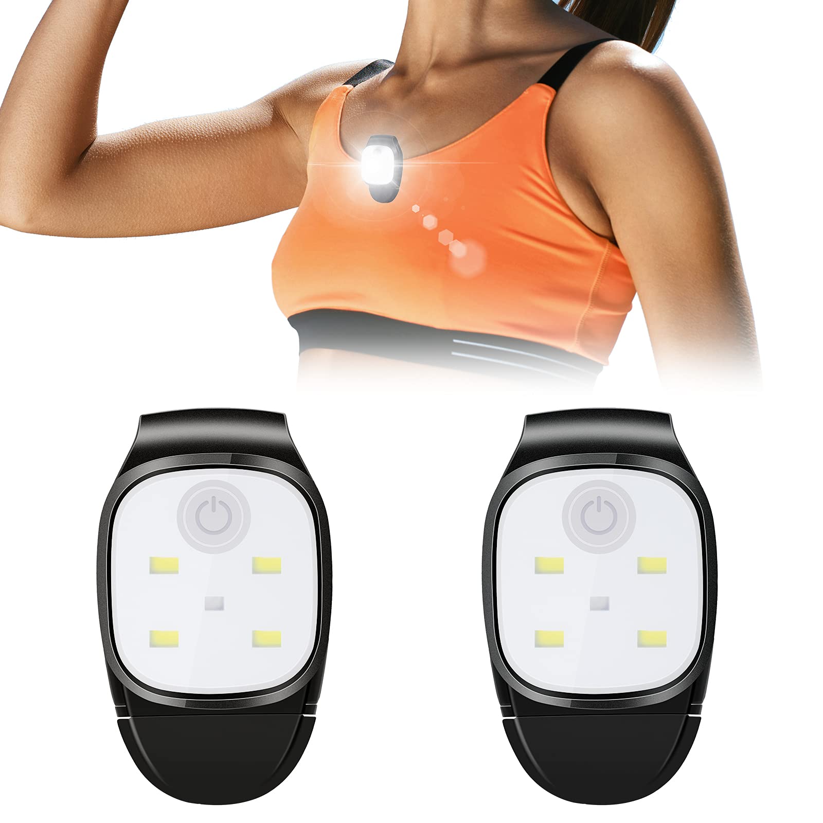 Weewooday Outdoor Night Clip on Running Lights Reflective USB Rechargeable LED Light Lightweight Running Gear Plastic Safety Light Running Accessories for Running Jogging Hiking Camping Dog Walk