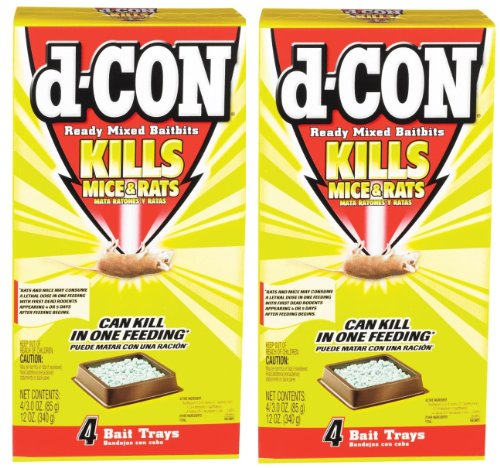 D-Con Ready Mix Rat and Mouse Killer, 2-12 Oz boxes, 8 Bait Trays [2 Boxes of 4 Bait Trays]