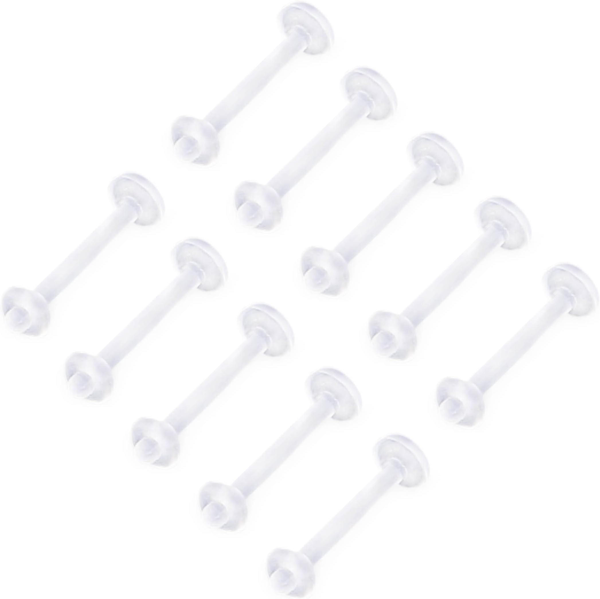 Pack of 10 Clear Flexible Lip Piercing Labret Retainers 14 Gauge (1.6mm x 10mm)