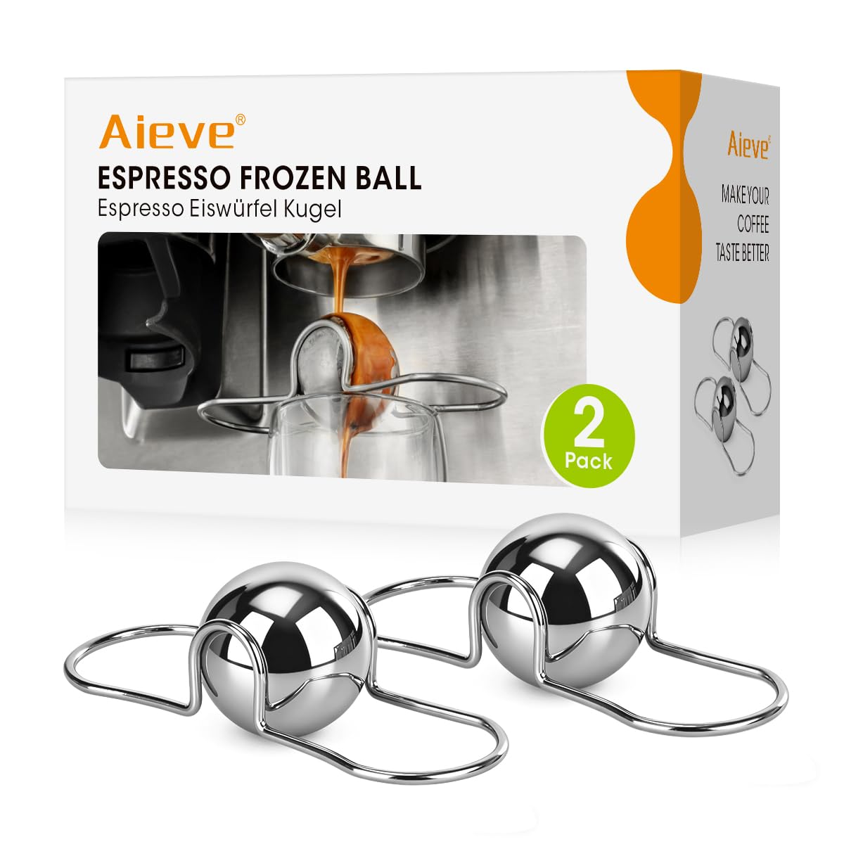 Photo 1 of AIEVE 2 Pack Espresso Cooling Ball, Stainless Steel Frozen Ice Rock for Coffee, Espresso Accessories Extract Brew Chilling Tool Chiller Gift for Birthday, Valentine's Day, Christmas