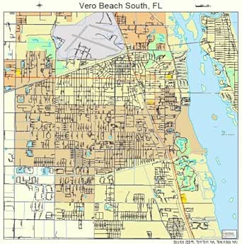 Amazon.com: Large Street &amp; Road Map of Vero Beach South, Florida FL - Printed poster size wall ...