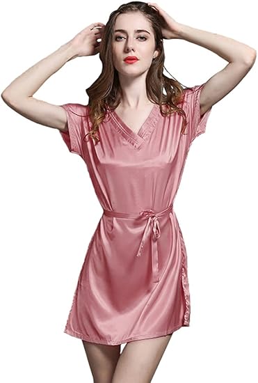 Amazon ルームウェア ワンピース パジャマ レディース 敏感肌 低刺激 半袖 ネイビー ブラウン ピンク M L Xl 大きいサイズ ルームワンピース ネグリジェ 通販