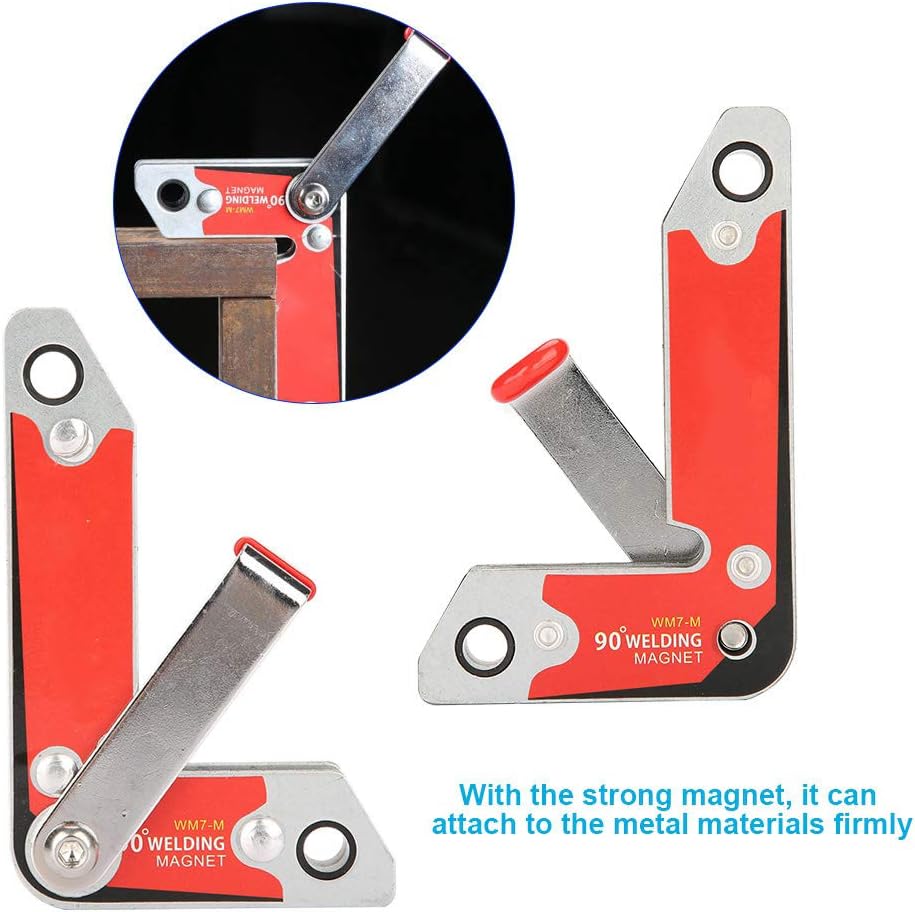 Akozon Welding Magnet Clamp 2pcs WM7-M Magnetic Holder Fixer with Handle 30/60/90 Degree, As Picture Shown - Image 5