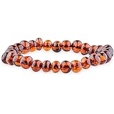 Genuine Amber Unisex Bracelet - Polished Baltic Sea Amber Jewelry - Baroque Shape Amber Beads Hand-Assembled in Europe