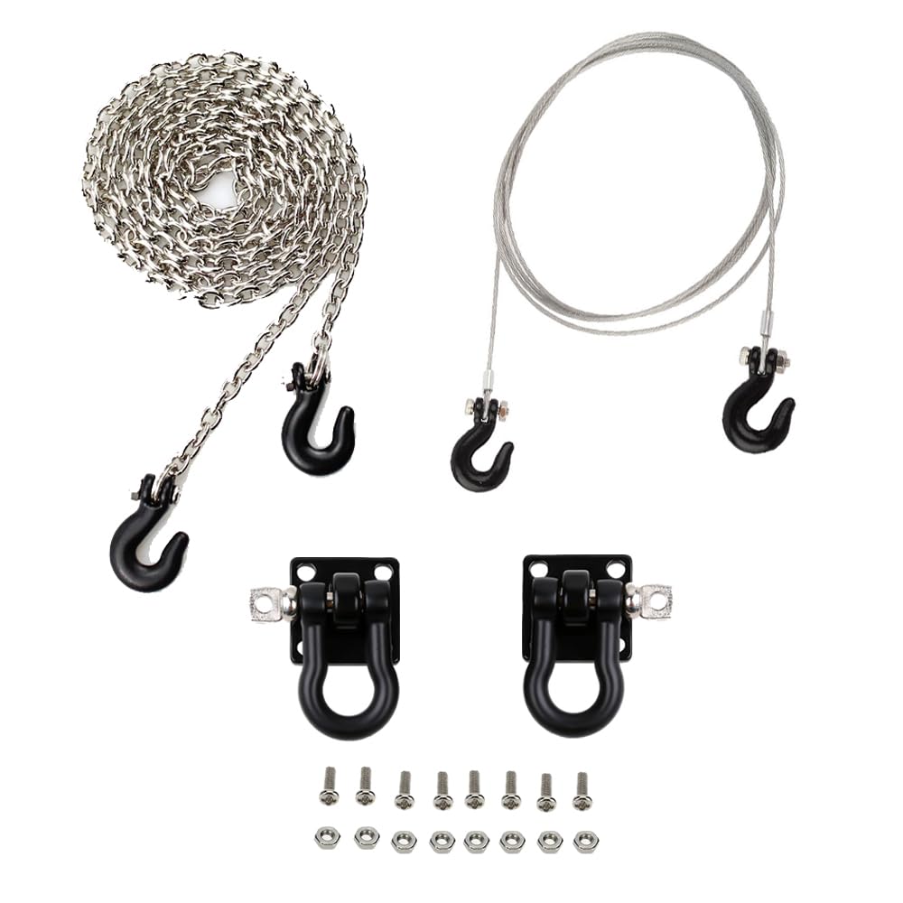 Photo 1 of 1/10 RC Crawler Tow Chain,Trailer Tow Rope,Rescue Hook Buckle for Traxxas TRX4 Axial SCX10 90046 Tamiya D90 TF2 CC01,1/10 Scale RC Accessories
