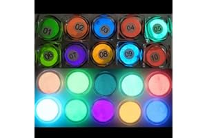 BUZHI Night Glow in The Dark Pigment Powder, 10 Colour Luminous Paint Set-Fluorescent Powder for Painting,Nails, Resin, Glow Party,Graffiti or DIY Crafts