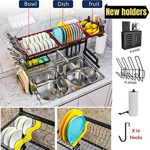 Topkitch Dish Drying Rack Black, Fully Customizable, 2Tier, Over The