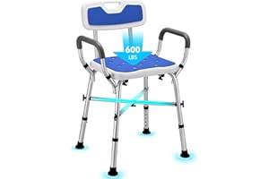 SEASIDE BROTHER Shower Chair for Inside Shower, FSA/HSA Eligible 600 lbs Heavy Duty Shower Chair for Elderly and Disabled, Height Adjustable Shower Chair with Arms and Back, Bath Chairs for Seniors, Adults, Handicap