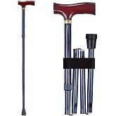 DMI Sports Walking Cane or Stick, Foldable Cane for Men, Women, Seniors and Handicapped Adjusts from 33-37" in 1 inch increments with Ergonomic Wood Handle,Supports up to 250 Pounds