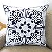 Floral Blue and White Howarmer Cotton Canvas Decorative Throw Pillows Cover Set of 4 Accent Pattern Navy Bllue 18x18-inch