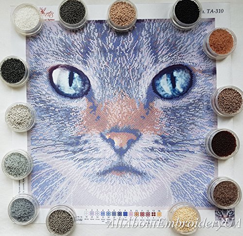 image for AllAboutEmbroideryUA Bead Embroidery Kits, Brown Cat, Beadwork, Animal