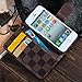 RAYTOP® Luxury Brand Designer Brown Checks Synthetic Leather Cases for Apple iPhone 5 5s Folding Flip Covers Plaid Checkered Striped Gold Logo Top Rated Quality Men Guys Gift Cheap