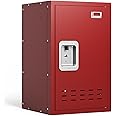 KAER Metal Locker, Lockers, Storage Locker, Lockable Storage Cabinet, Small Metal Locker, 24" H Locker Organizer for Bedroom, School, Office, Playroom, Daycare, Garage (Red)