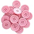 GANSSIA 1 Inch (25mm) Pink Color Buttons Sewing Flatback Button for Sewing Garments or Crafts DIY Pack of 50PCS