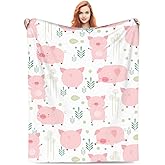 Joismea Soft Warm Throw Blanket Lightweight Flannel Fleece Bed Blanket Gift for Home Decor Pig Cute 50