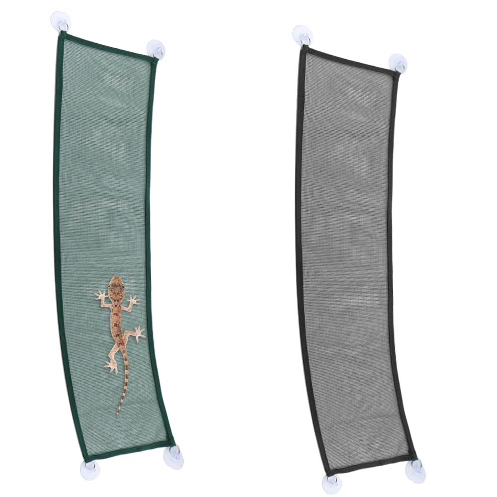 Photo 1 of DQITJ 2 Pcs Reptile Hammock Chameleon with Suction Cup Snake Accessories Geckos Swing Climbing Net (Black and Green)