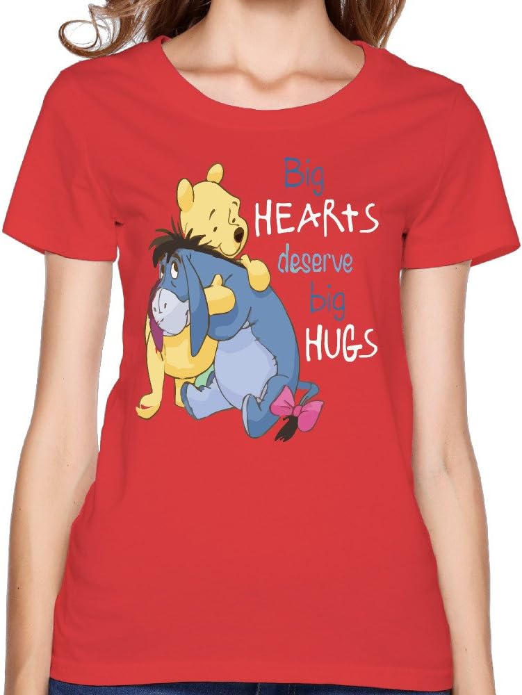 WRRY Winnie The Pooh and Eeyore Unique Red Women's Round Neck T-Shirt