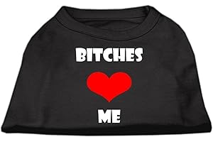 MIRAGE PET PRODUCTS Pet Dog & Cat Shirt Screen Printed, "Bitches Love Me" Black 2XL (20-25 lbs.)