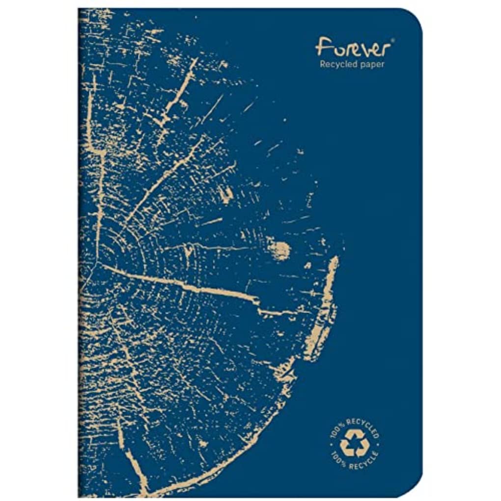 Clairefontaine 684862C A Notebook Forever Collection Stapled 100% Recycled Cobalt Blue - A5 14,8x21cm - 96 Lined Pages - White Paper 90 g - Recycled Card Cover