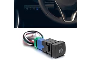 ROMELACK Fog Light Push Button Blue Backlight Switch Short Circuit Protection with Connector Wire Compatible with Toyota Tacoma Tundra 4Runner Camry Corolla Hiace Prado Yaris Prius Sienna 2018-2025