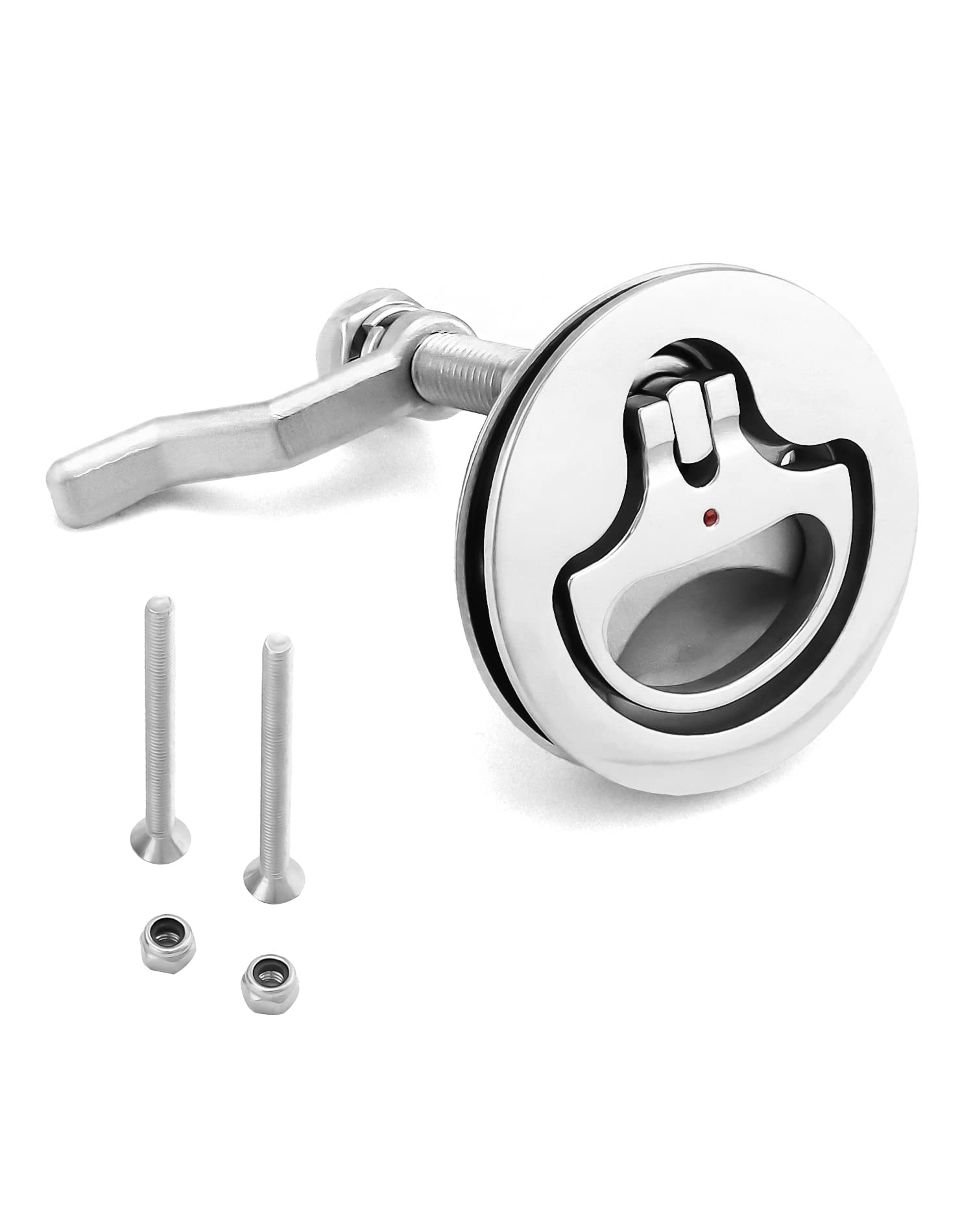 Photo 1 of QWORK Boat Cam Latch, Marine 316 Stainless Steel Marine Hatch Pull, Flush Pull Hatch Lift, Marine Slam Latch, Include Installation Screws