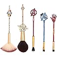 5Pcs Classical Movie Makeup Brushes - Professional Cosmetic Brushes Foundation Blending Blush Eye Shadows Face Powder Fan Bru