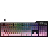 NACODEX AK35I V3 104-Key Full Size Wired Gasket Mount Gaming Keyboard with Multimedia Buttons &amp; Knob Control | Five Layer Pad | OEM Profile PBT Keycaps | White Backlit Custom Keyboard