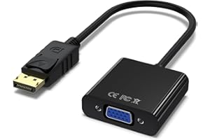 DisplayPort to VGA Adapter, DP to VGA Converter (Male to Female) for Computer, Laptop, Monitor, Projector, PC (Black)