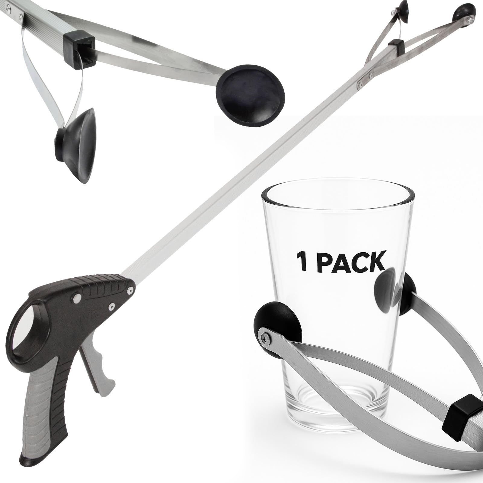 Vive Suction Cup Reacher Grabber - 32 Inch Heavy Duty Mobility Grip Hand Aid - Handle Tool Light Bulb Remover, Long Handled Trash Litter Picker, Garbage Garden Nabber, Extender Arm Pickup (1) (1)