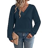 Eytino Plus Size for Women V Neck Long Sleeve Tee Shirts Loose Casual 2026 Fashion Outfits Clothes(1X-5X)