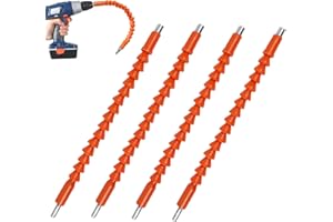 FOUUAAOOU 4 Pack Flexible Drill Bit Extension, 11.6 inch Superbit Screwdriver Flexible, Bendable Flexible Drill Bit Extension, Super Bit Flexible Shaft Extension Bits (Orange)