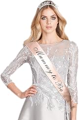 HOWAF Mummy To Be Sash and Tiara Set White Rose Gold Baby Shower Crown view 7